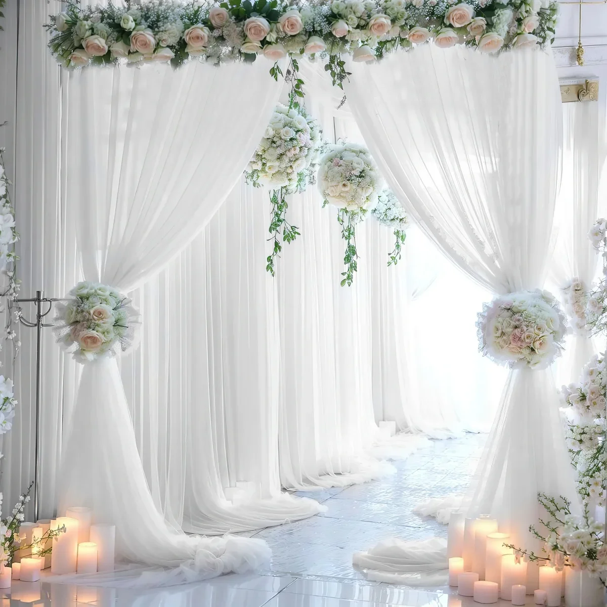 1pc Noble and elegant wedding decoration curtains(150x300cm), hexagonal background curtains, suitable for weddings, parties