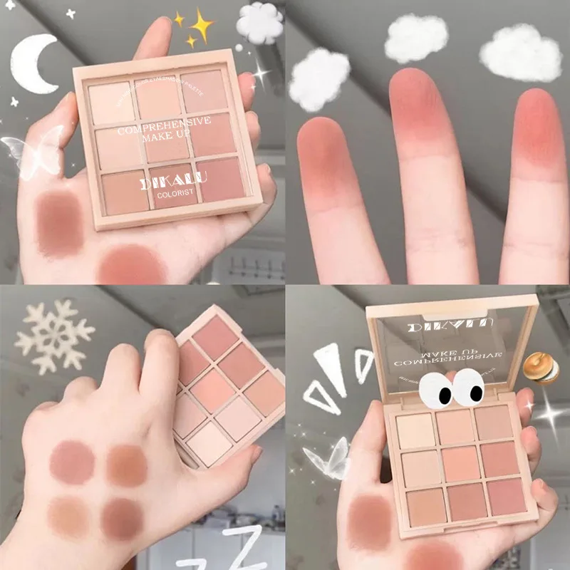 9-Color Eye Shadow Palette Glitter Pearly Eyeshadow Palette Nude Long Lasting Korean Charming Eyes Make Up Palette Cosmetics