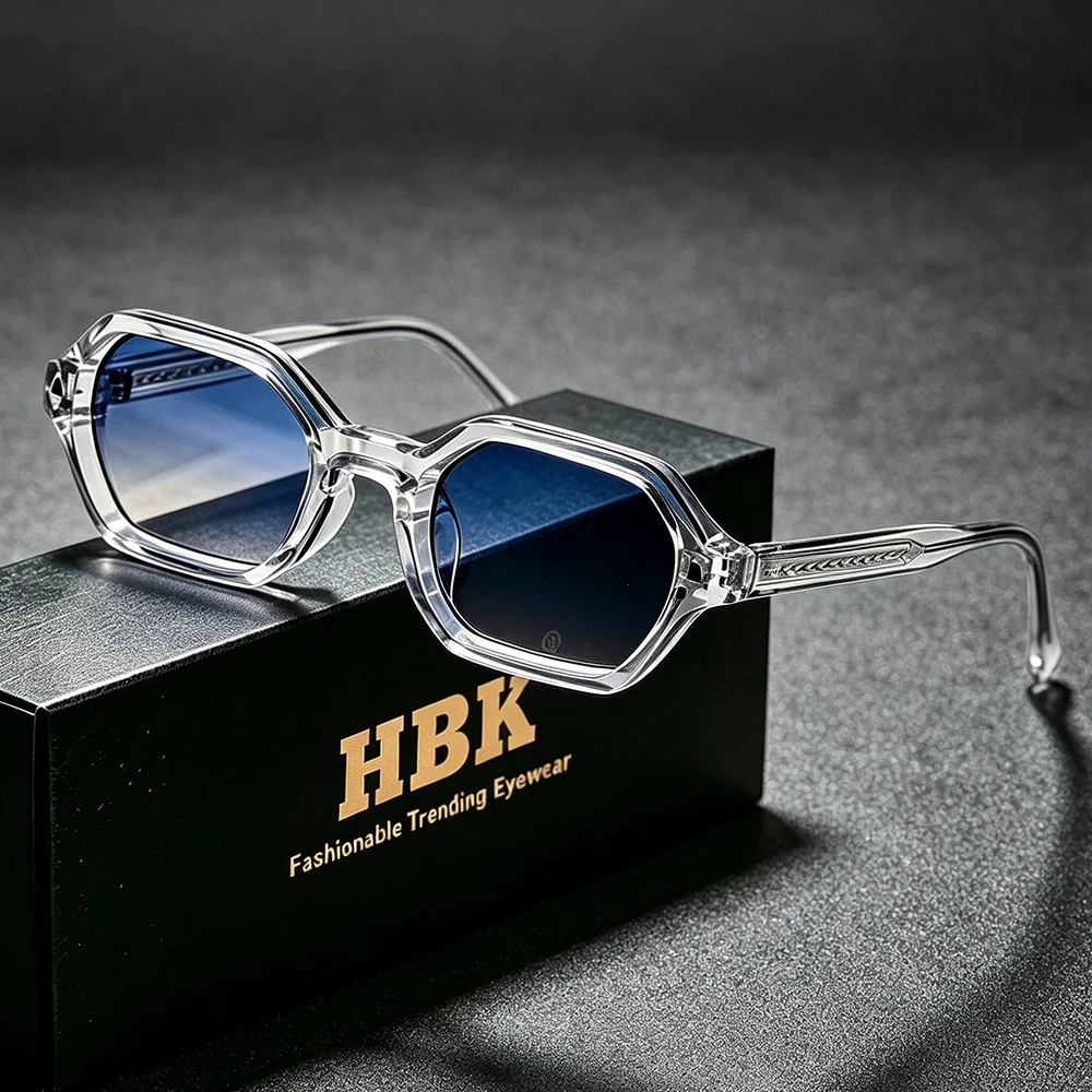 HBK Fashion Retro Polygon Men Sunglasses Small Frame Cupronickel Core Insert Leg Sun Glasses Outdoor Party Vacation Travel