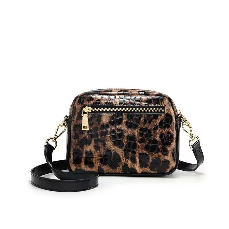 Luxury Genuine Leather Shoulder Messenger Bags Leopard Print Fashion Satchel High Quality Crossbody Handbag 2023 New