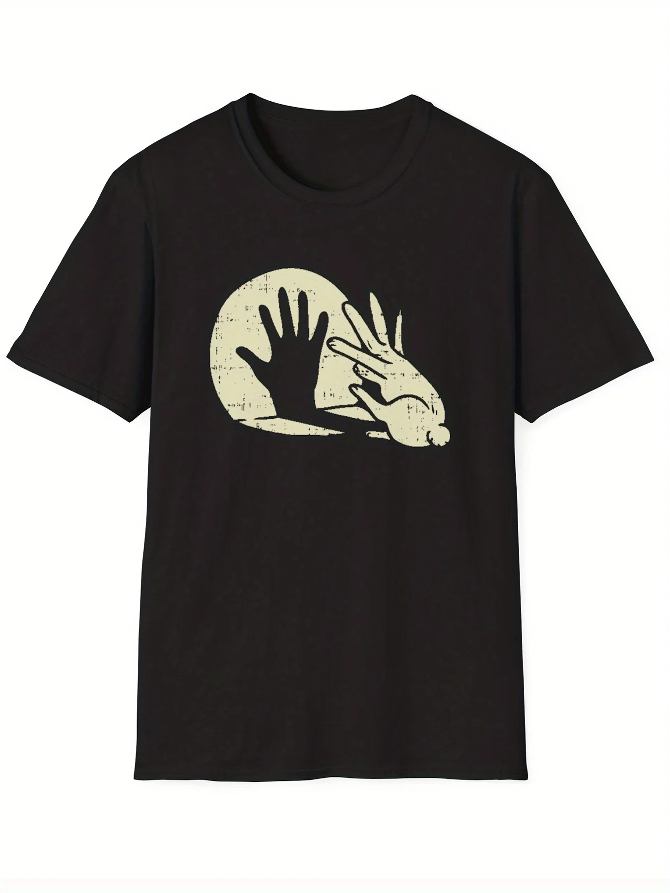 Rabbit Projector Hand Pattern Printing Men's Fashion Short Sleeve Street Hip Hop T-Shirt Casual Versatile Men's Summer Top