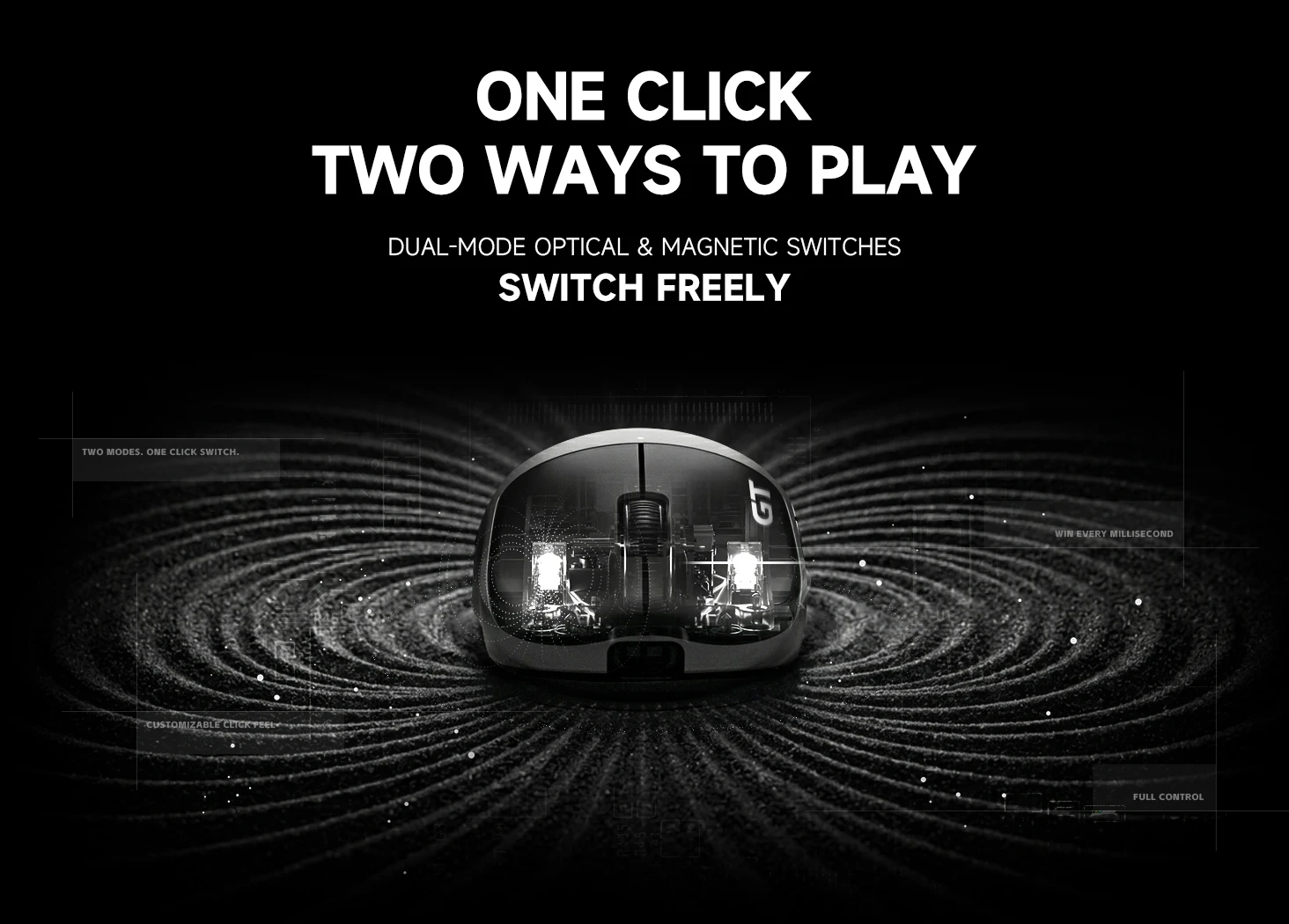 Mysz RAWM Leviathan V4 GT Dual-Mode Wireless Mouse 8000Hz Polling Rate Paw3950 Optical/Magnetic Micro Switch 500mAh Gaming Mice — zdjęcie produktu 4