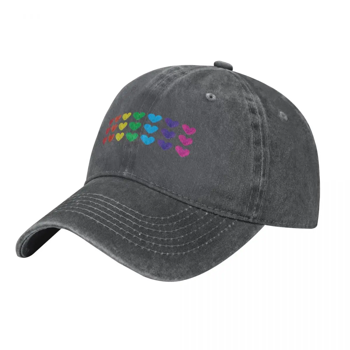 Rainbow Hearts Horizontal Stripes Baseball Cap Hat Baseball Cap Big Size Hat Trucker Cap Bobble Hat Men Women's