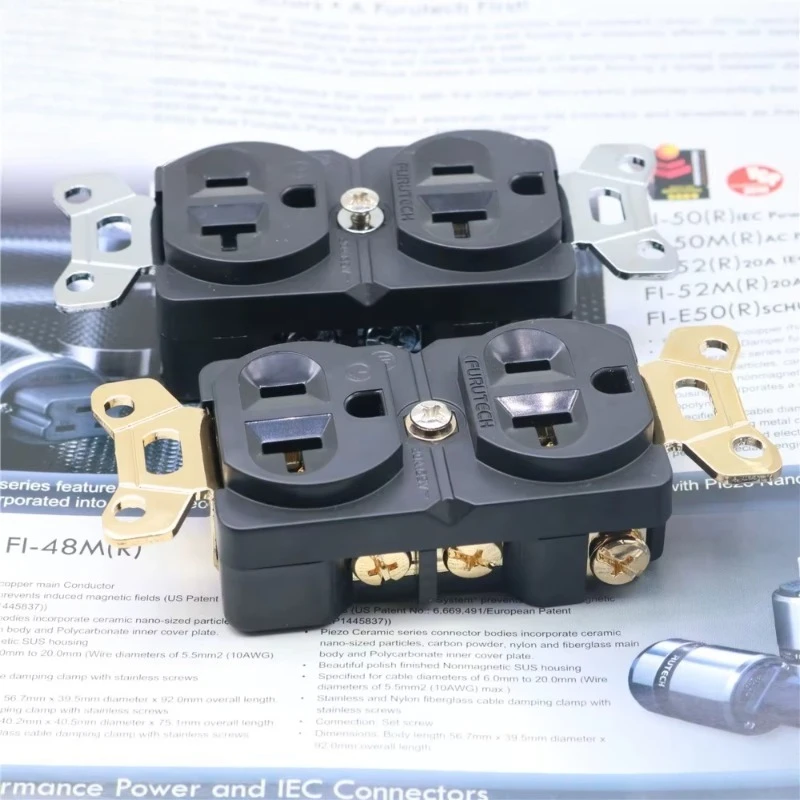 US Power Socket  Audio Brass Pure Copper Plated Gold Rhodium 20A 220V American Standard Electric Outlet 1 Outlet