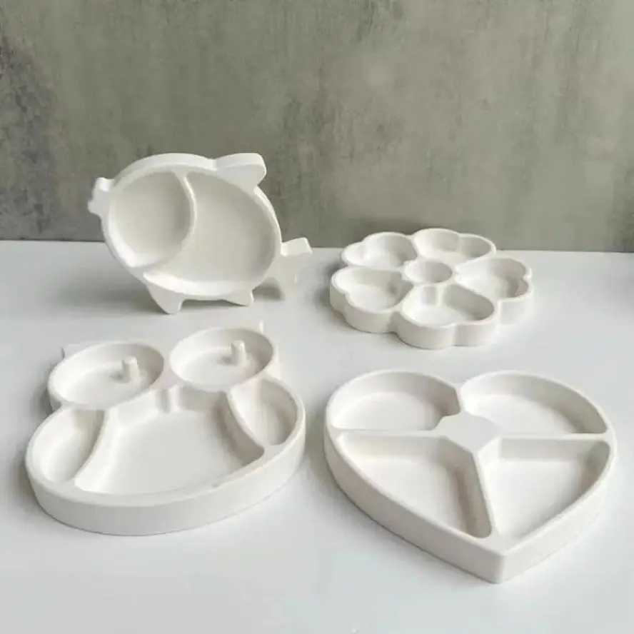 Nette Eule Herz Form Gips Beton Silikon Form DIY Epoxidharz Schmuck Ablage Display Platte Fisch Klee Form