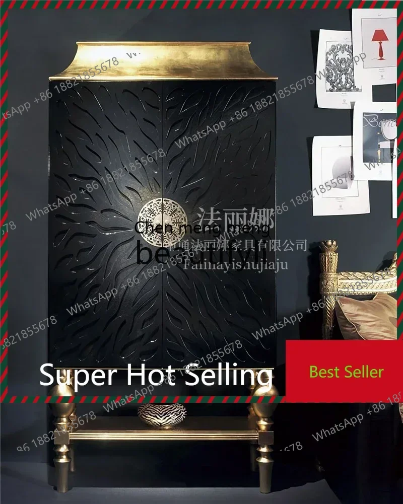 XZZFrench neoclassical solid wood wardrobe carved model room display wine cabinet luxury decorative cabinet
