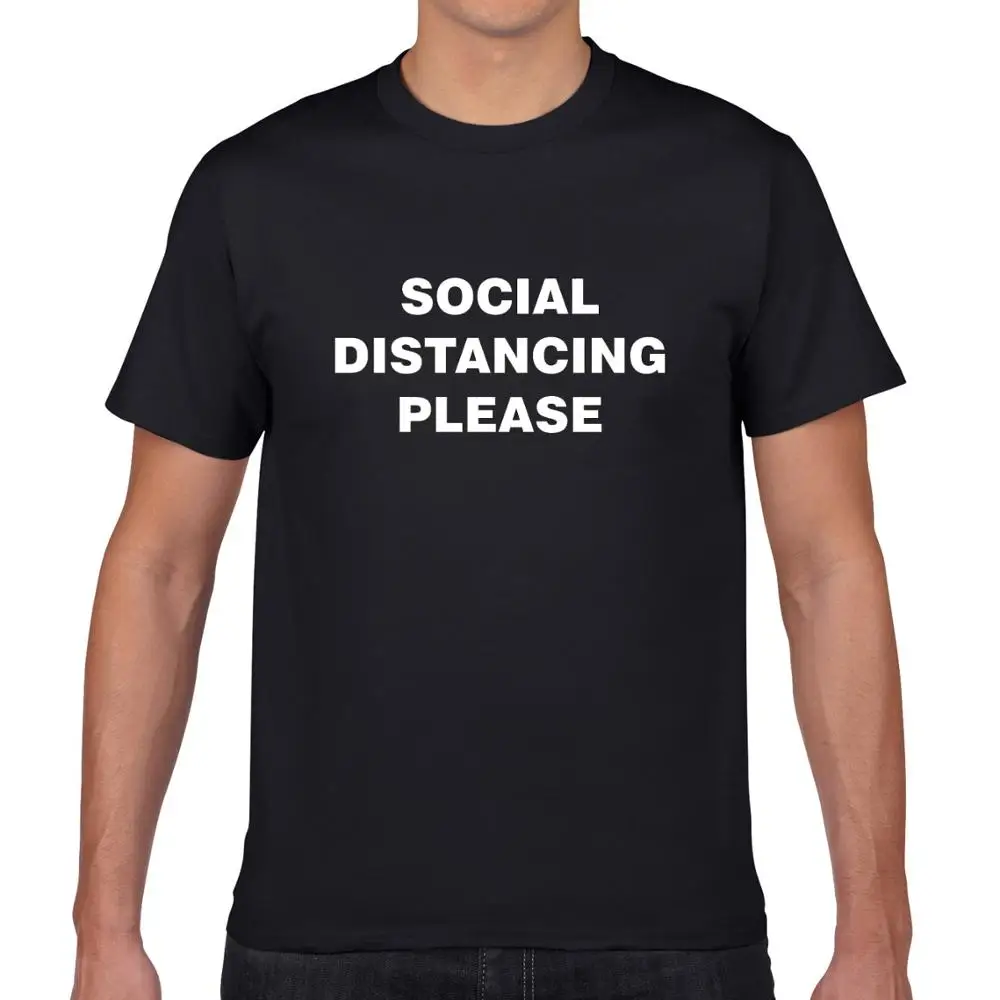 

Mens Funny T Shirts Short Sleeves Casual 100% Cotton SOCIAL DISTANCING PLEASE Print Unisex Tees Shirt Tops