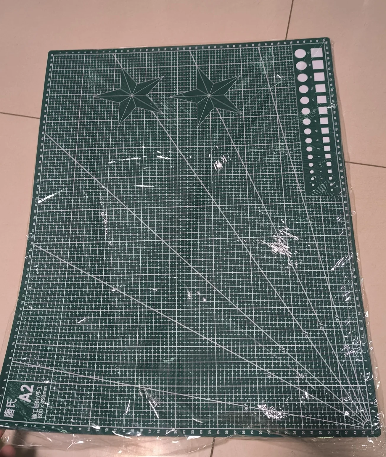 Tapete de corte de PVC, placa base de corte, 60x45cm, A2, núcleo verde y negro, corte de papel, arte, cortador de tallado, placa de respaldo