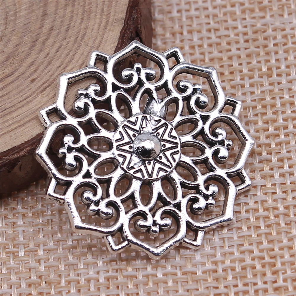 WYSIWYG 4pcs Charms Flower Antique Bronze Color Alloy DIY Jewelry Making Accessories 31x31mm