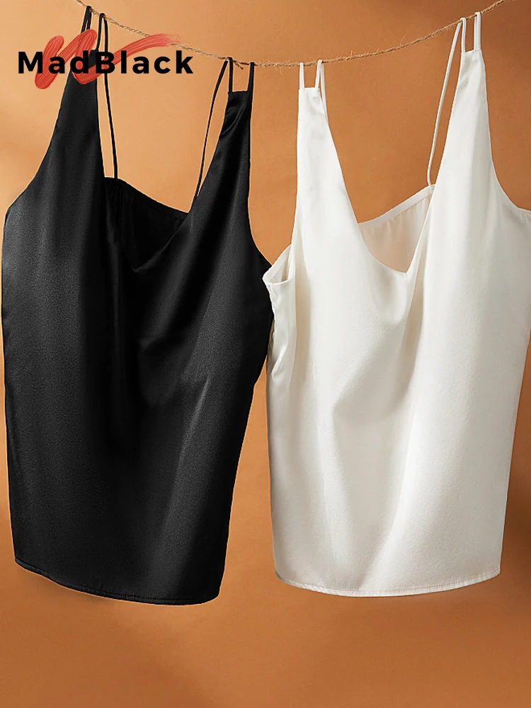 

MadBlack-19MM 92% шелковое сексуальное атласное белье-слинг с подушечками для груди, женское тонкое свободное нижнее белье с эффектом красивой спины, новинка лета 2026 P63910CC