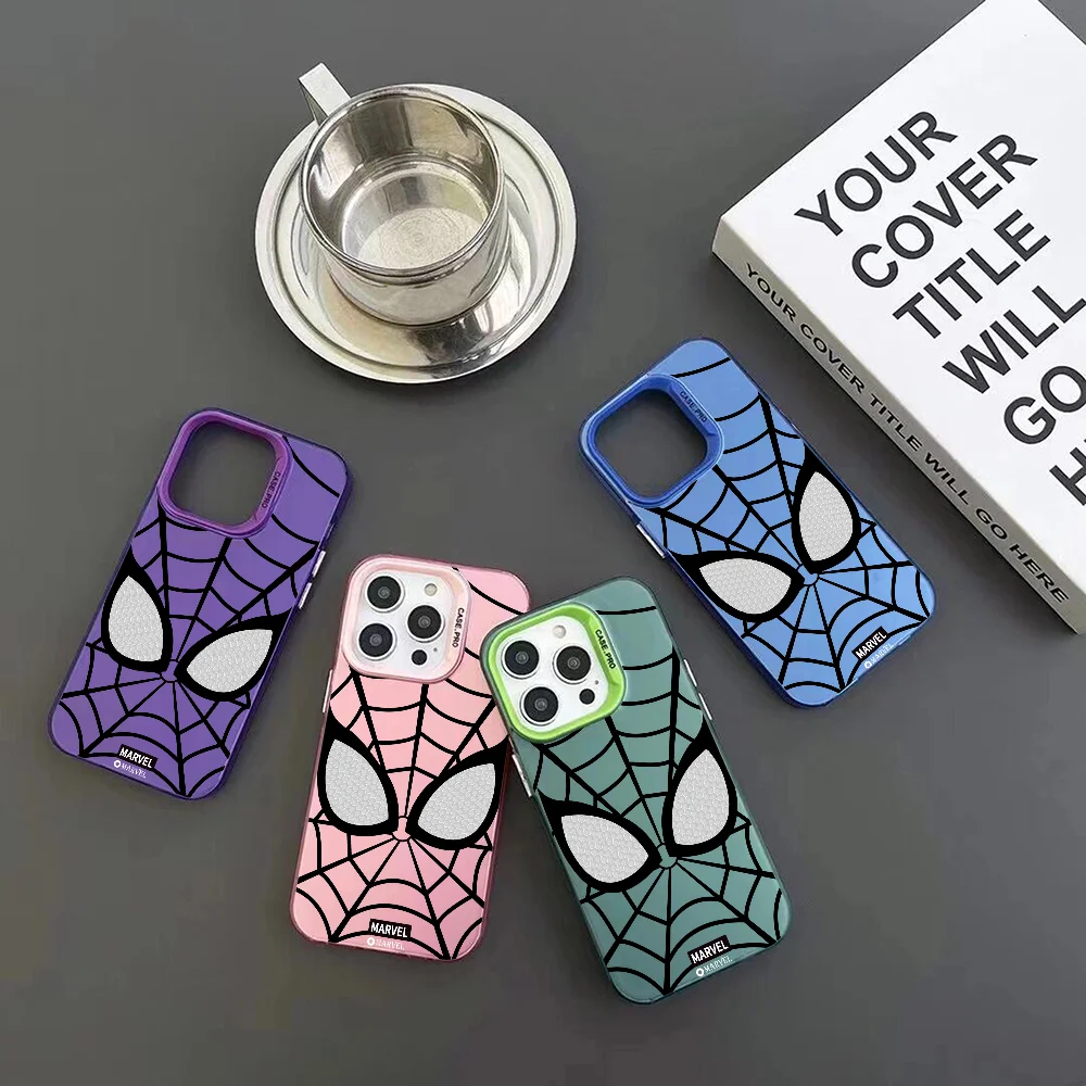 

Popular Cool Superhero S-Spiderman Mousepad Phone Case IMD Color Silver Shell For IPhone 16 15 14 13 12 Pro Max Plus