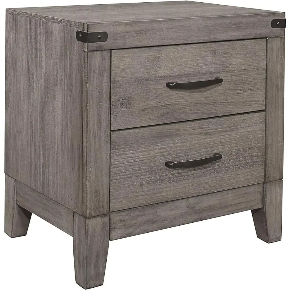 

One-Size Bedside Table 2-Drawer Nightstand Home Furniture Grayish Brown Freight Free Bedroom