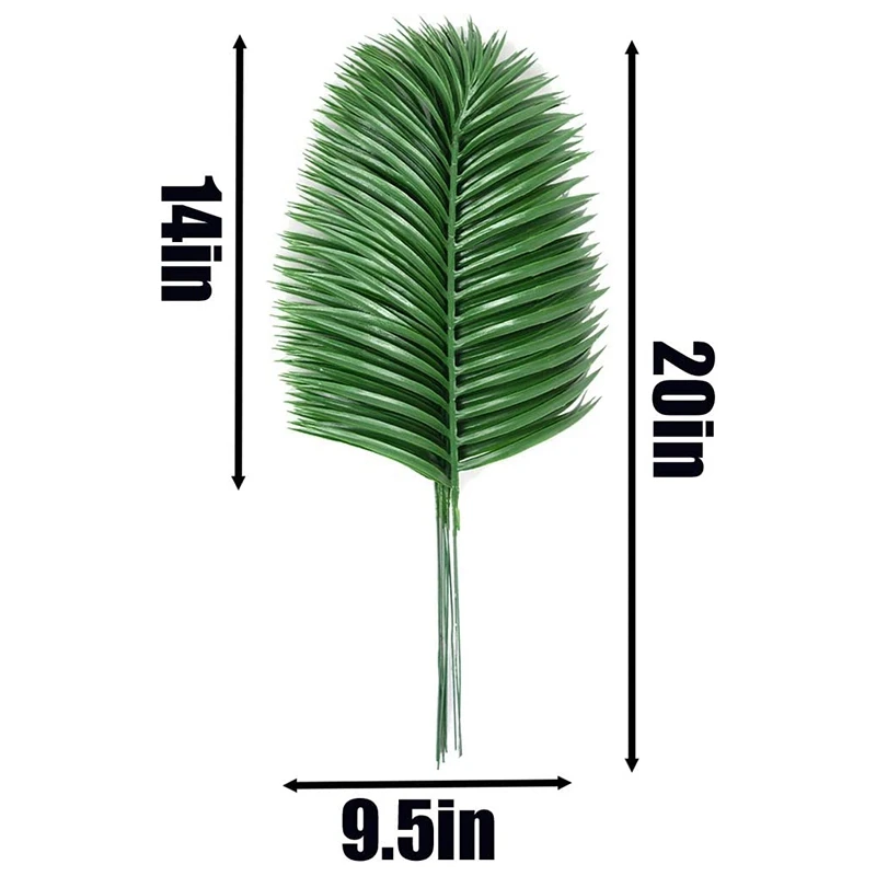 18Pcs Artificial Palm Leaves Plants Faux Palm Fronds Tropical Large Palm Leaves Greenery Plant For Leaves Hawaiian Party