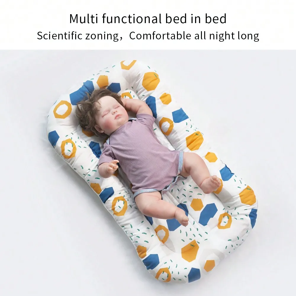 Baby Crib in Bed, Portable Anti-squeezing and Anti-startle Cartoon Print Pattern Suitable for both Boys and Girls