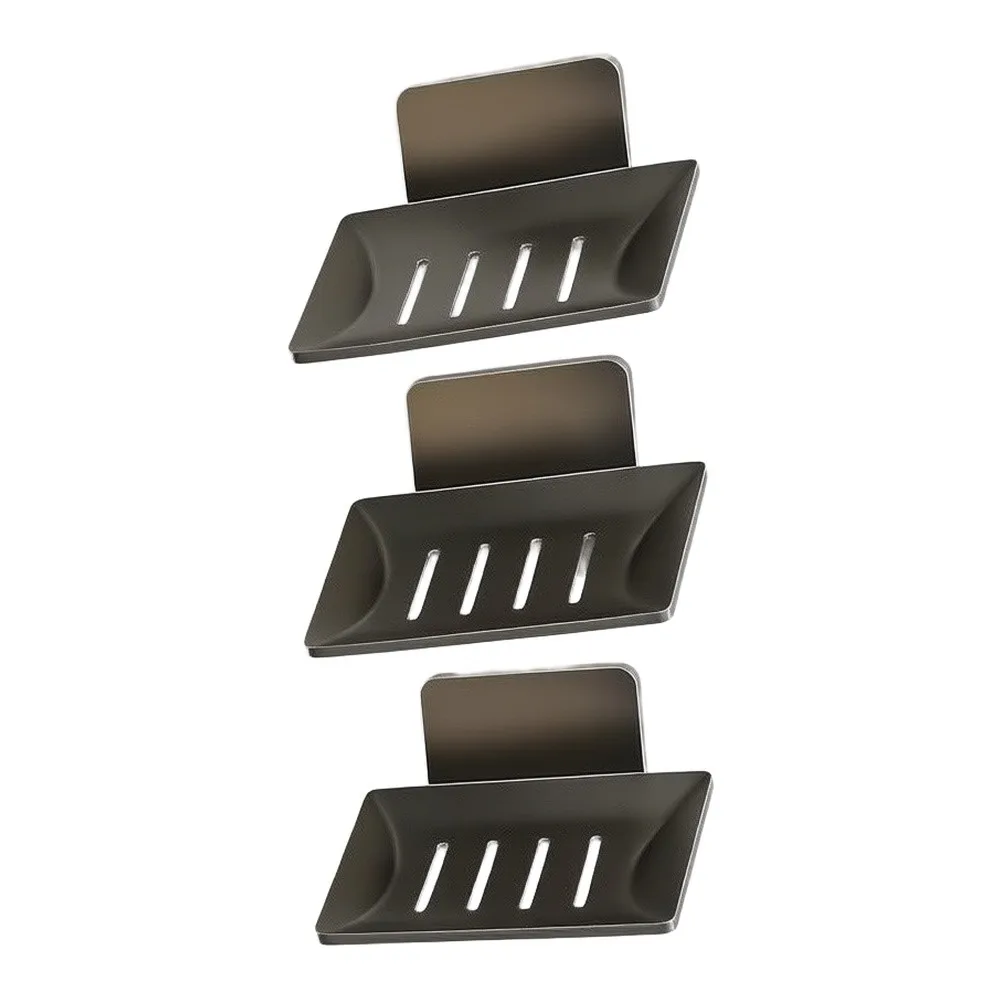 Stainless Steel Wall Mounted Soap Dish Set for Organizing Bath Items with Minimalist Design and Functional Drainage