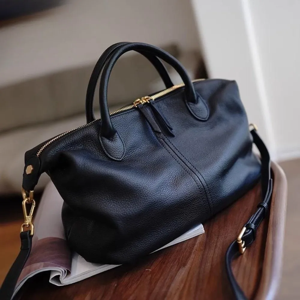 Simple Soft Leather Handbag Large Capacity Casual Shoulder Bag Versatile Crossbody Bag Women