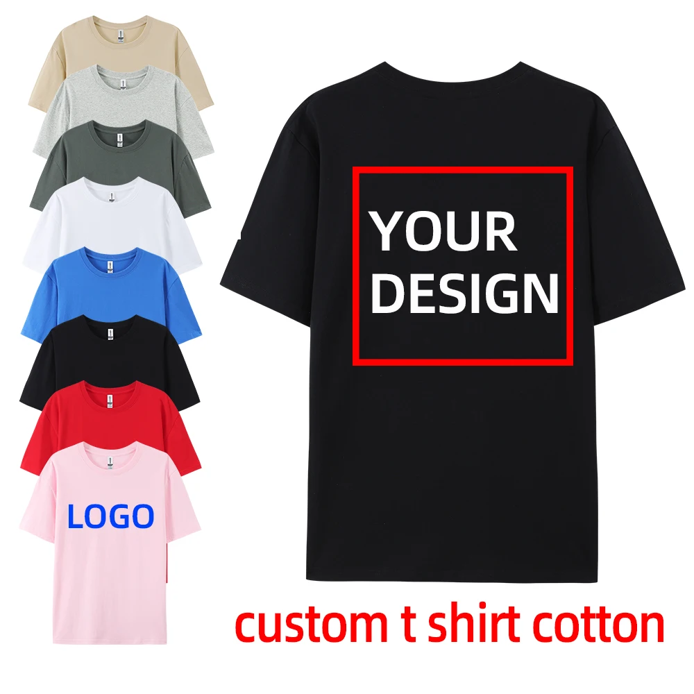 Customized T-shirt Front and Back Printed With Your Own Logo Text Photo Cotton 180gsm 100% Cotton Group Customization