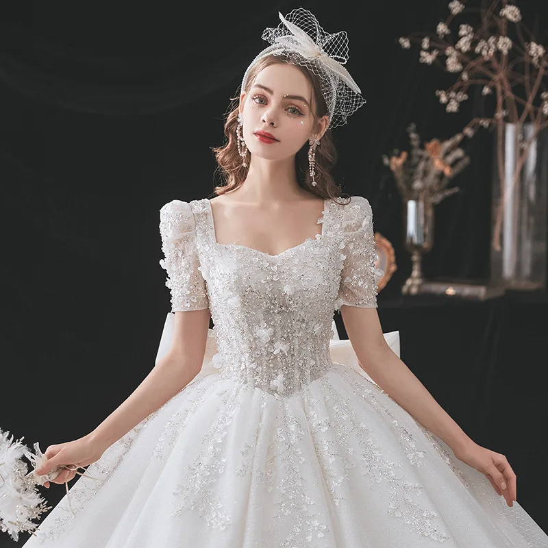 

French Main New Wedding Dress Bridal Palace Style Mori Temperament Retro Big Trailing Slim-Fit