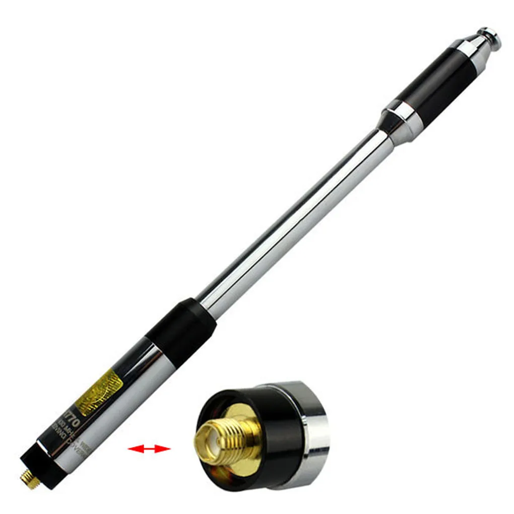 

Rh770 Dual Band 144/430MHZ High Gain Sma-Female Telescopic Handheld Radio Antenna Dual Band VHF / UHF for Baofeng Kenwood 27 Mhz