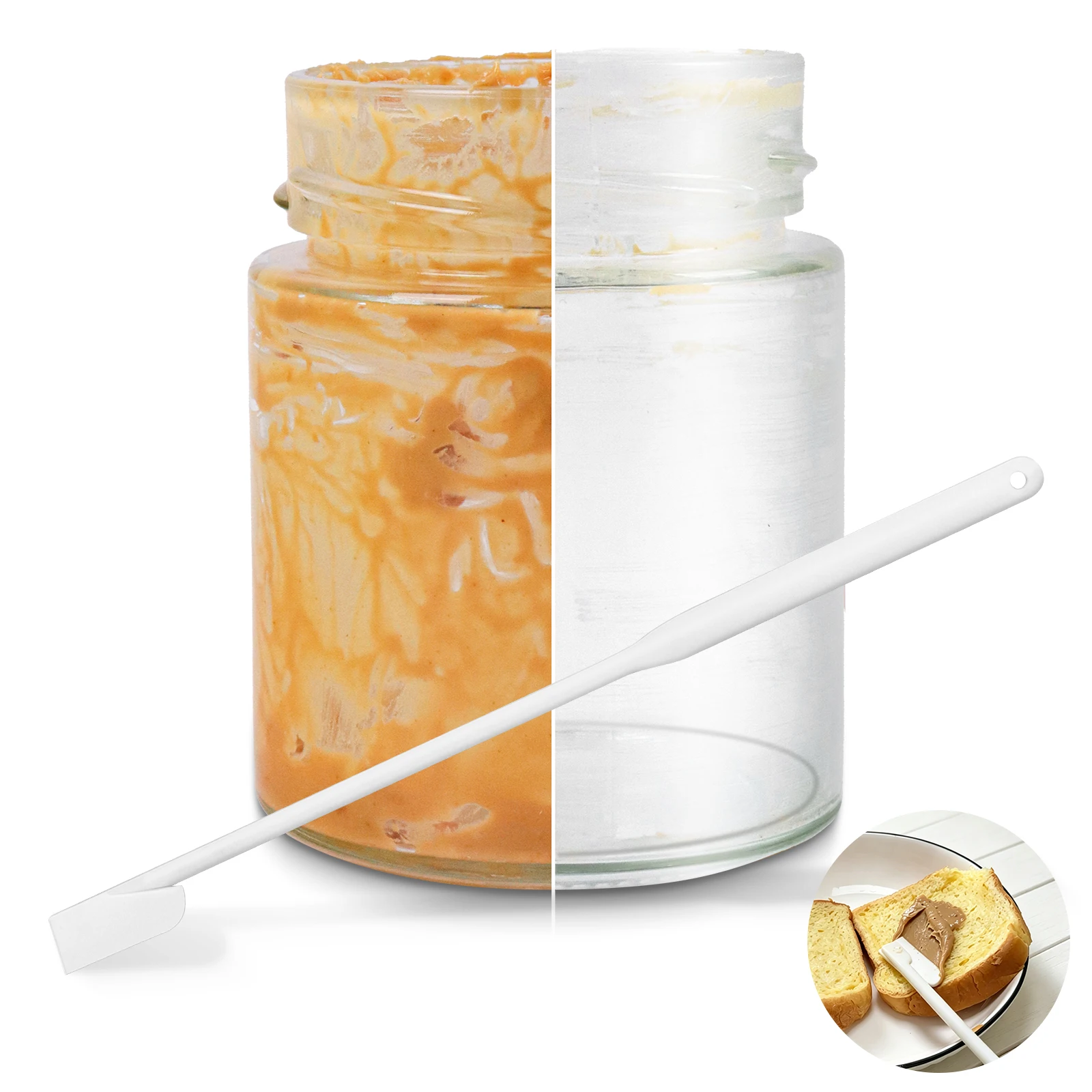 Long-handle Silicone Jar Scraper, Ideal For Spreading Peanut Butter, Jam And Cake Cream. Essential Small Kitchen Spatula, Easy To Clean And Convenient To Use.