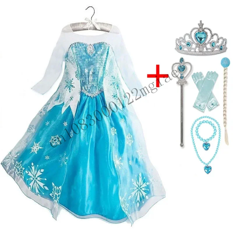 3-10Years Girls Princess Dress Snow Queen Rhinestones Costume Kids Sequins Dresses Halloween Party Carnival Children Cosp CMM221