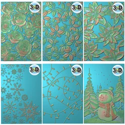 Sketched Leaves Christmas Snowman Snowflake Flower Pattern 3D Embossing Folder for Adding Textured Detail To Paper Crafting Card