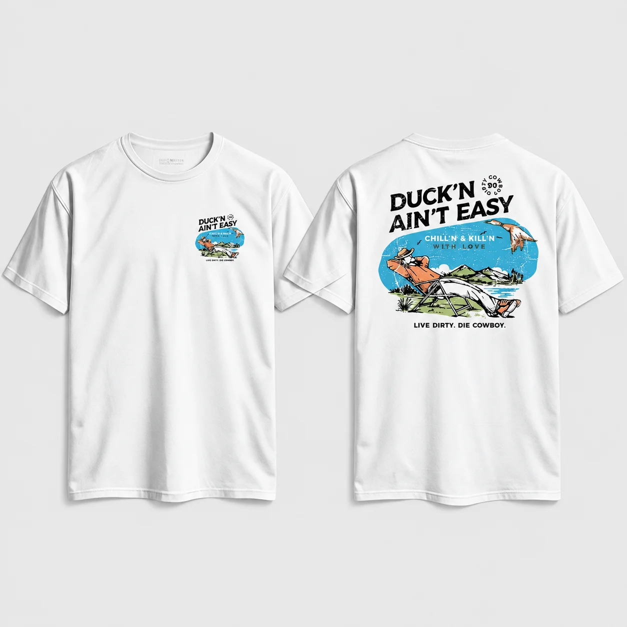 2026 Crew Neck T-Shirt Mountain Hiker Campfire Outdoor Graphic Front Back Print Short Sleeve Camping Tee Men's T-shirts