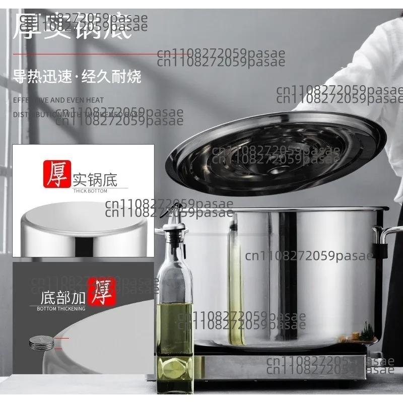 Food-grade Stainless Steel Heavy-duty Soup Pot; Commercial Kitchen Multi-purpose Braising Pot with Lid for Gas Stoves