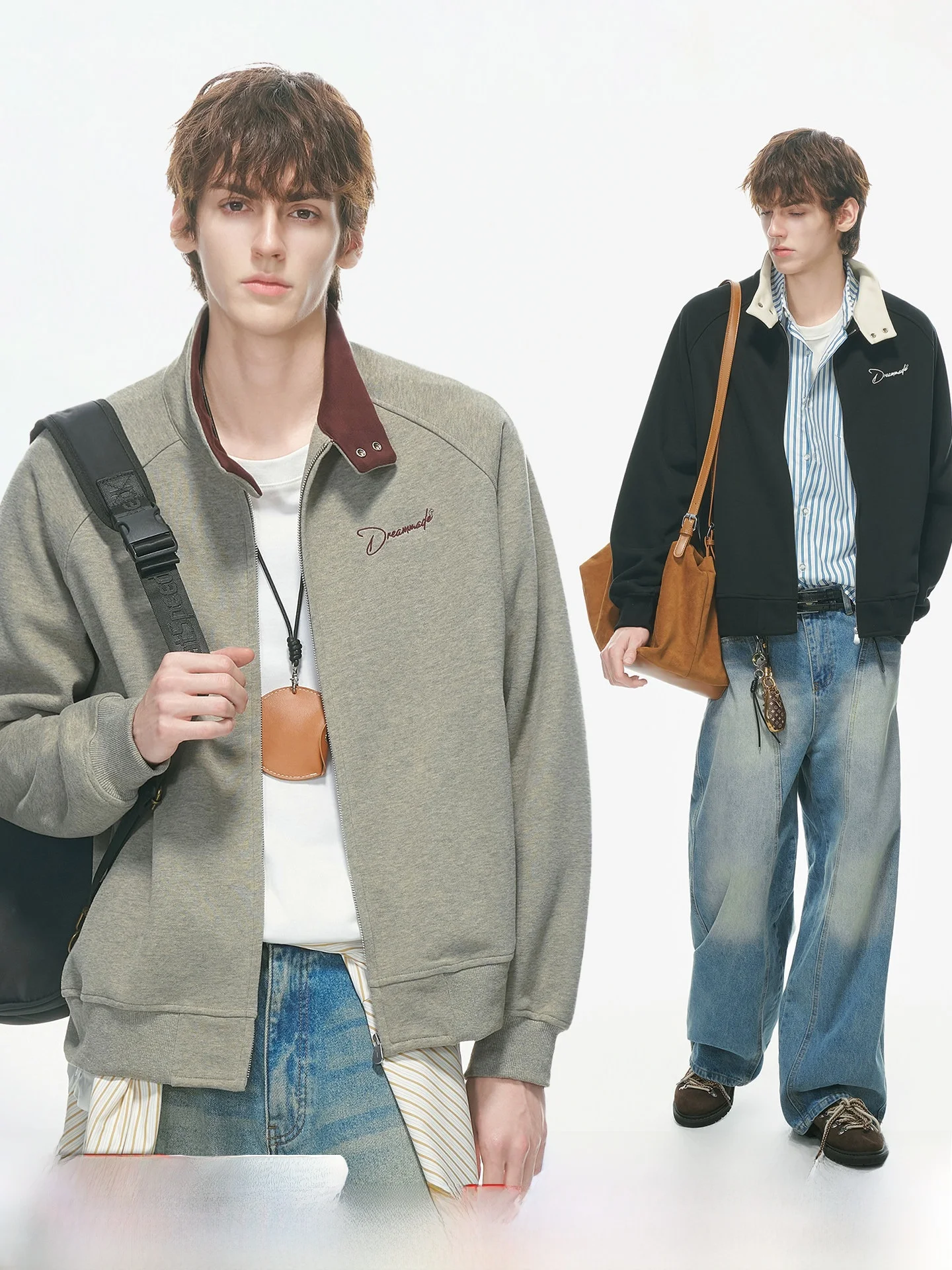 Dream Made Heavyweight Commute Zipper Jacket Men's Sweatshirt Cardigan Youth Fashion Cotton Polyester Blend Spring Autumn