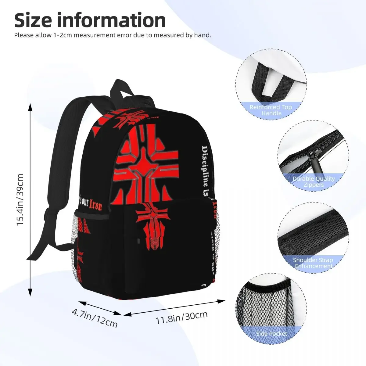 Azur Lane - Iron Blood Logo With Slogan Black Backpack Boy Girl Bookbag Cartoon Students School Bag Laptop Rucksack Shoulder Bag