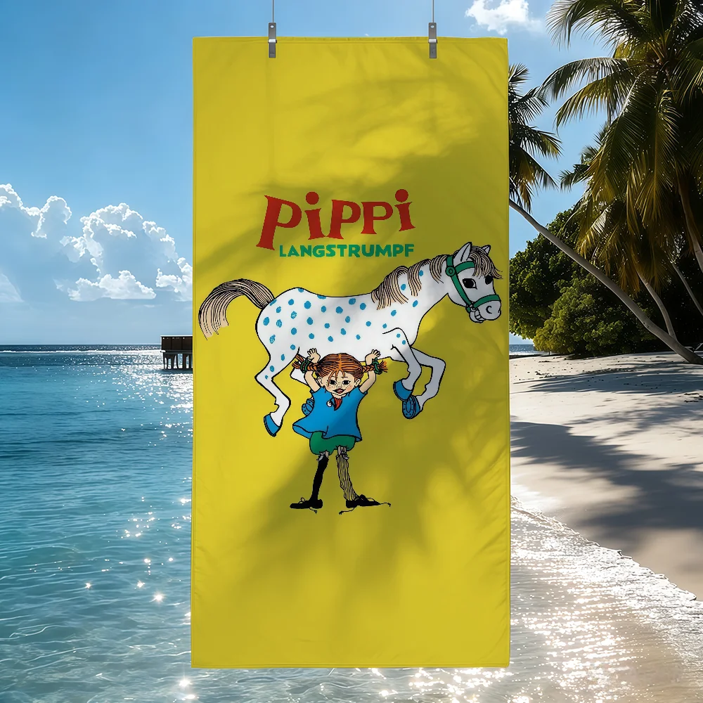 Cartoon cute P-Pippi Longstocking Towel Drying Bath Towel Applicable To Light Swimming Camping Yoga Beach Out
