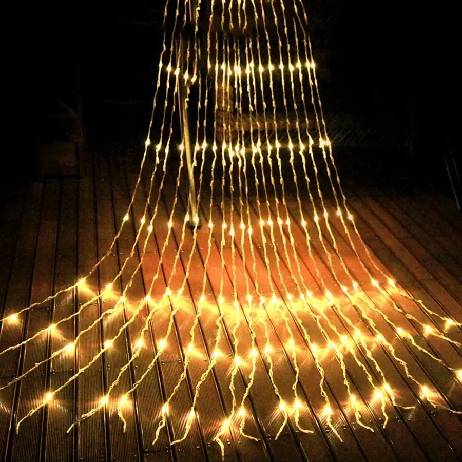 Christmas LED Waterfall Meteor Shower Rain String Light Festoon 6x3M Holiday Decorative Lights for Home Garland Curtain Ramadan