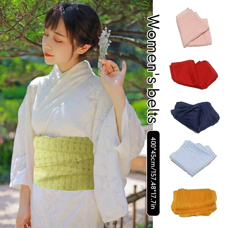 Adult Japanese Kimono Belt Gauze Fabric Traditional Yukata Belt for DIY Lady Sweet Dressing Bow Tie Clothing Accessory 4m x 45cm