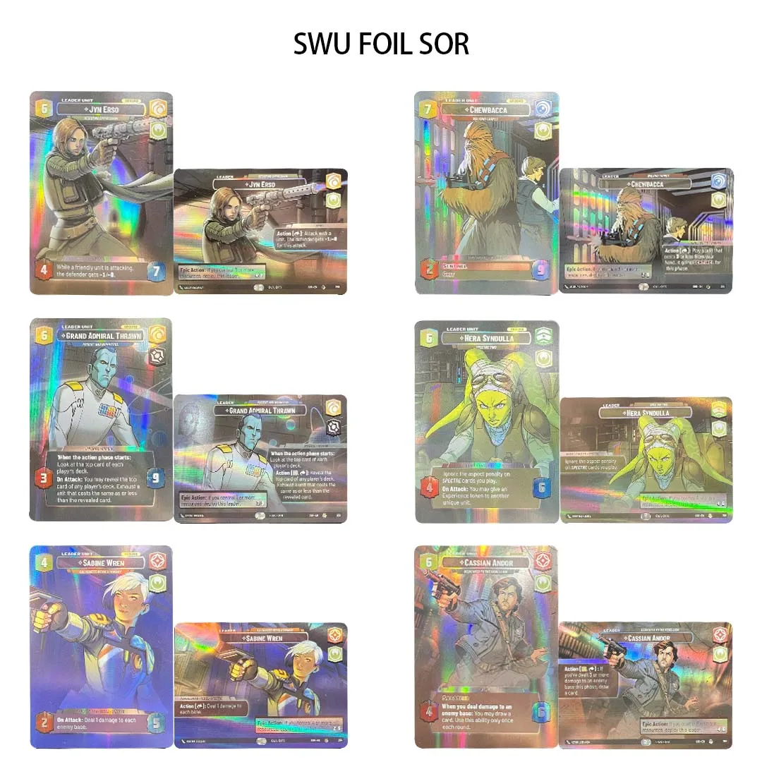 SWU SOR Foil Proxy Cards Spark of Rebellion Full Art Leader Set TCG Playtest Cards Thrawn Palpatine Han Solo