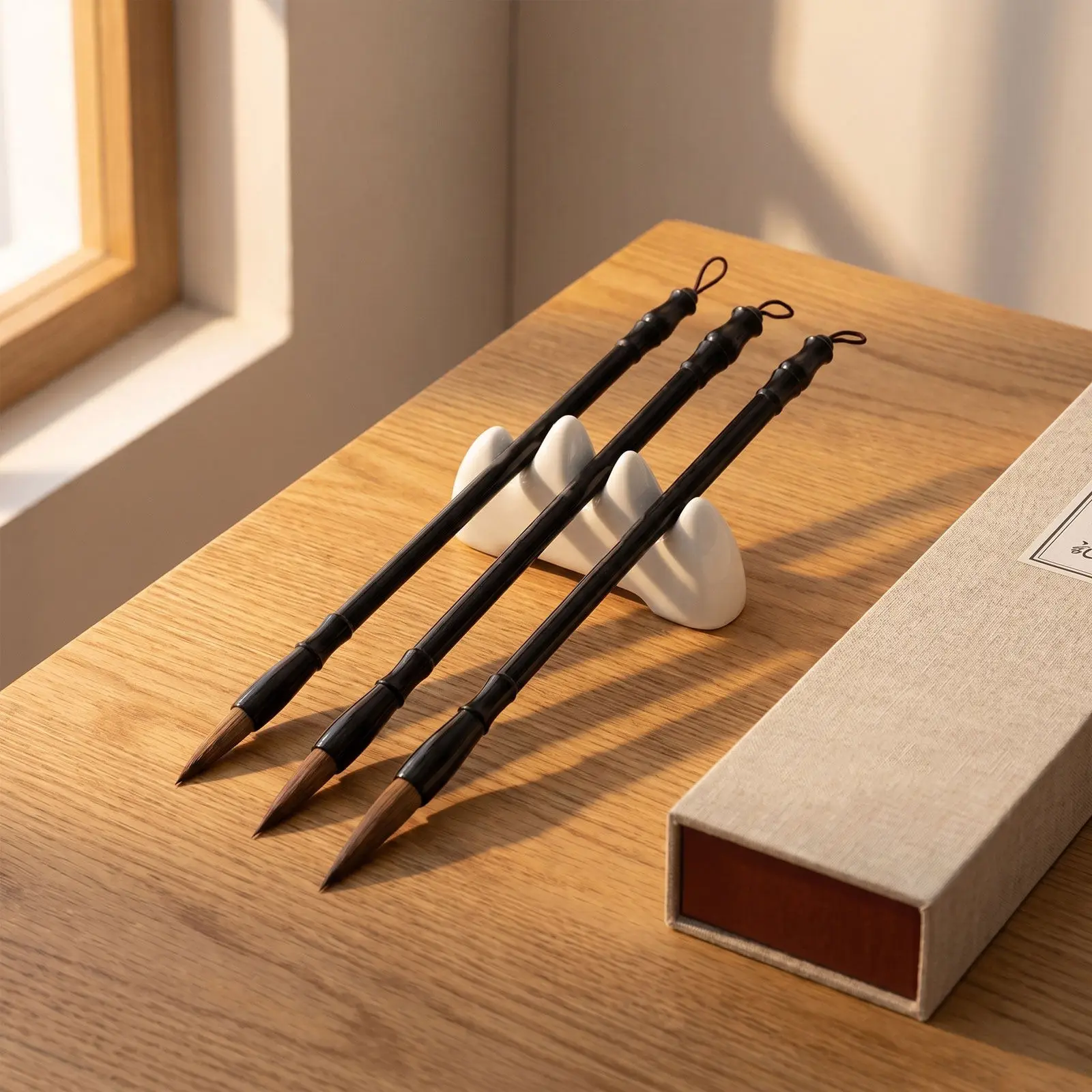 Calligraphy Brush Set 6 Piece Soft Hair Wood Handle for Beginners Traditional Ink Drawing Line Painting