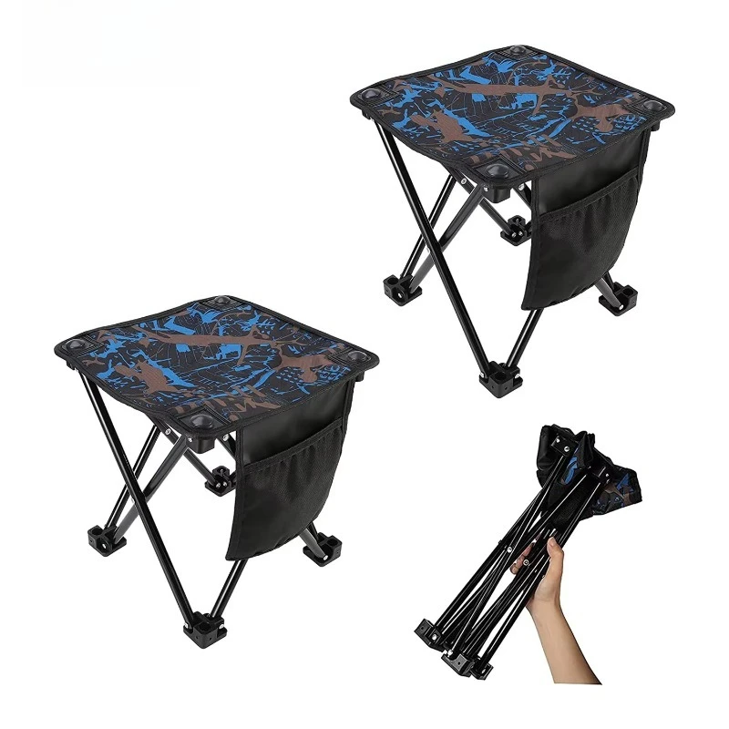 

Adjustable small portable outdoor folding stool chair with pocket