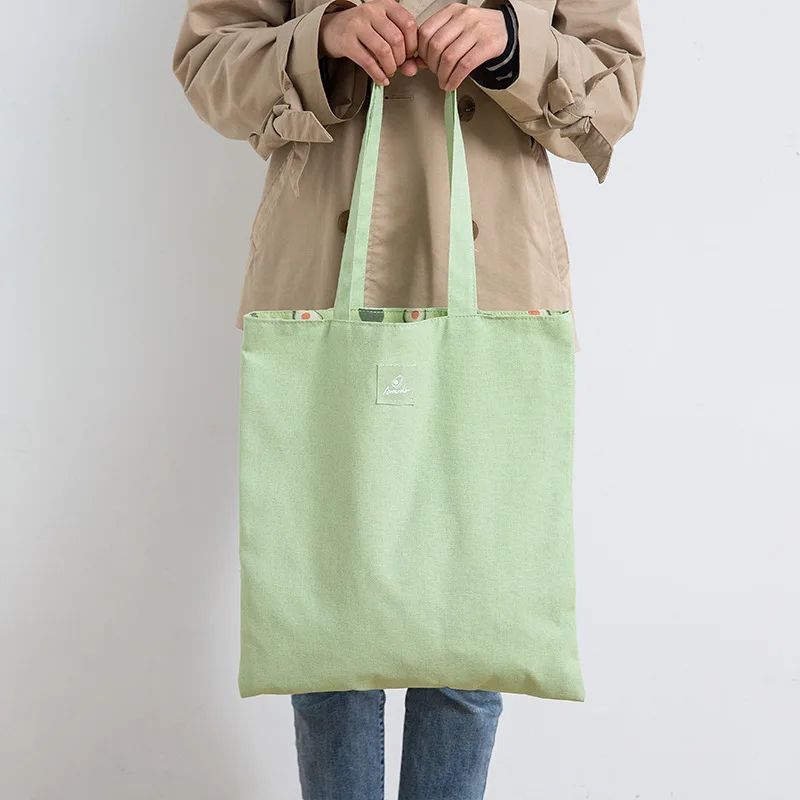 Cotton Shopper Fabric Double-sided Dual-use Hand Bag Cotton and Linen Pocket Handbag Shopping Bag Storage Bag Grocery Bag