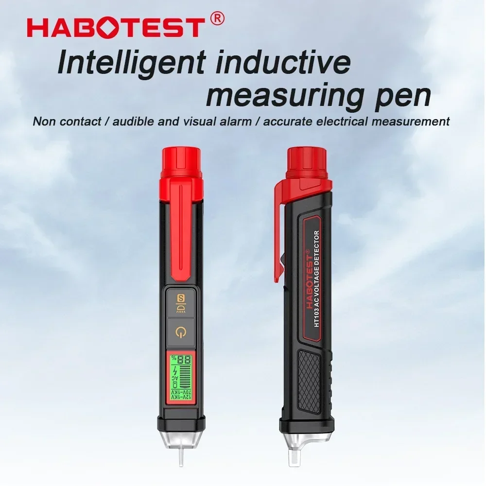 HABOTEST Voltage Tester 12-1000V Non-Contact Waterptoof Digital AC Voltage Detector Electrical Tester LCD Display HT103