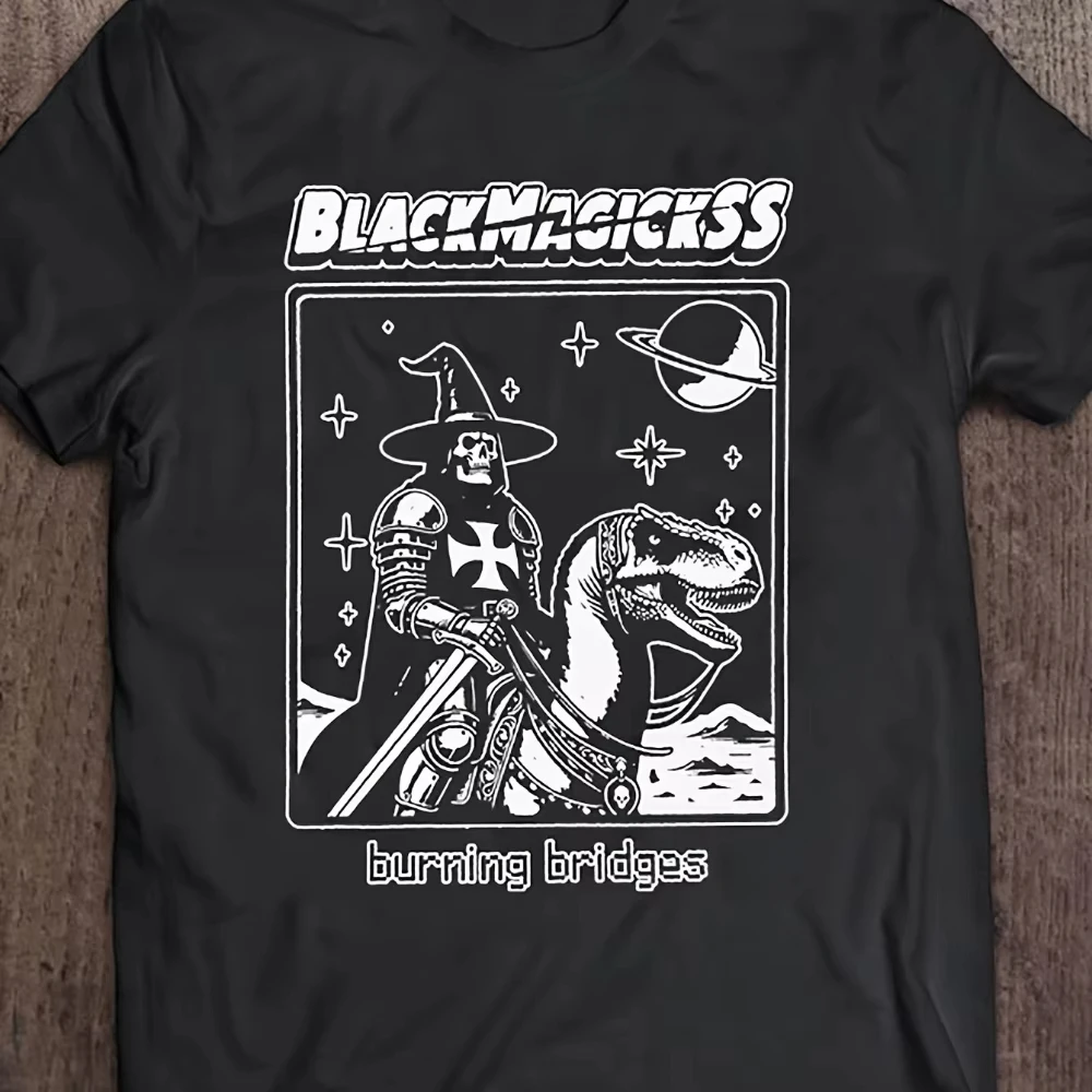 Magick SS Band Burning Bridges Graphic T-Shirt Full Band Print Breathable Tee Suitable for Outdoor Casual Wear
