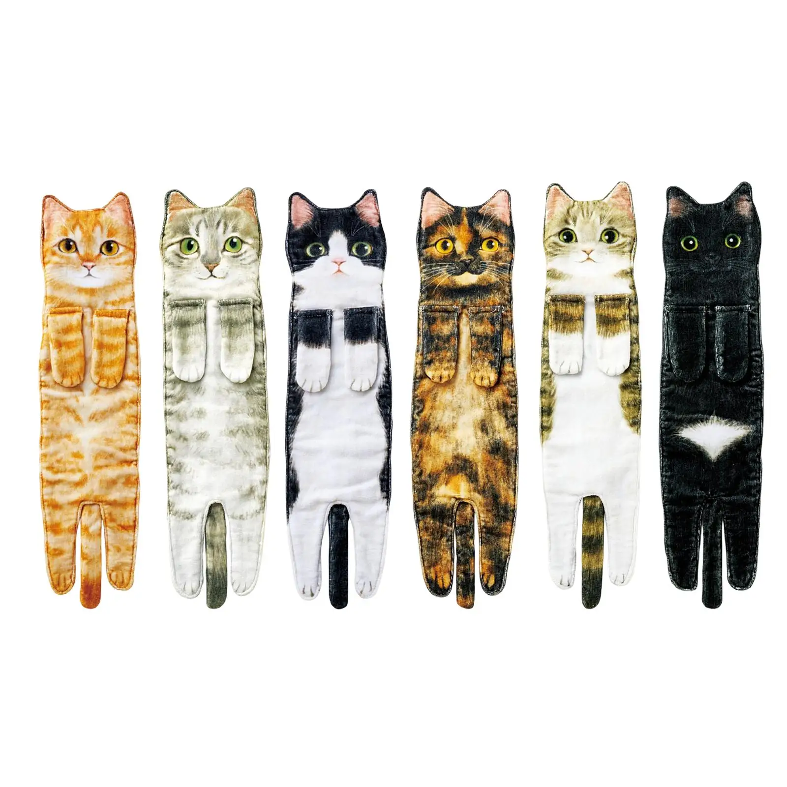 Premium Cat Shape Funny Washcloth Hanging Hand Towel Soft Absorbent Dish Towel for Bathroom Kitchen Cat Lovers Home Decor