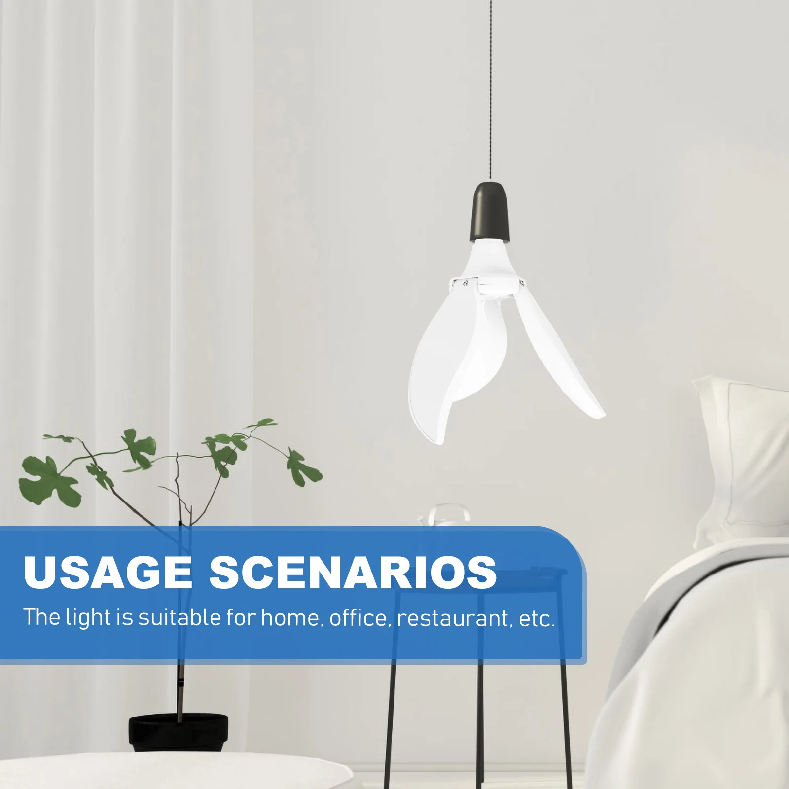 

1Pcs Three-Leaf Bulb Light High-Class Material 3-Folding Fan Lamp Foldable Indoor Light Practical Ceiling Lamp for Home