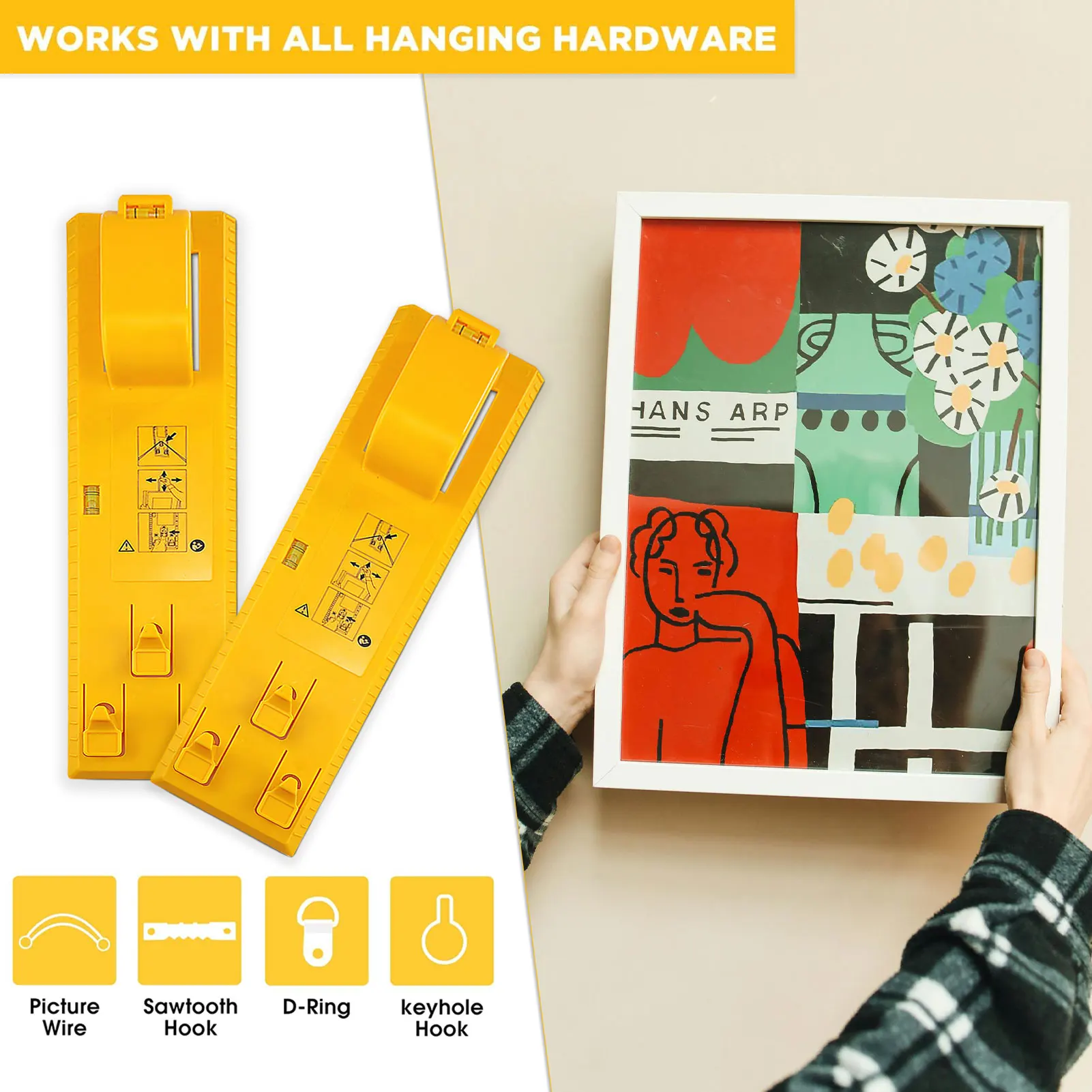 Handy Photograph Frame Hanging Tool Accurate Handheld Portable Picture Level Ruler Wall Hanging Measurments Hangers