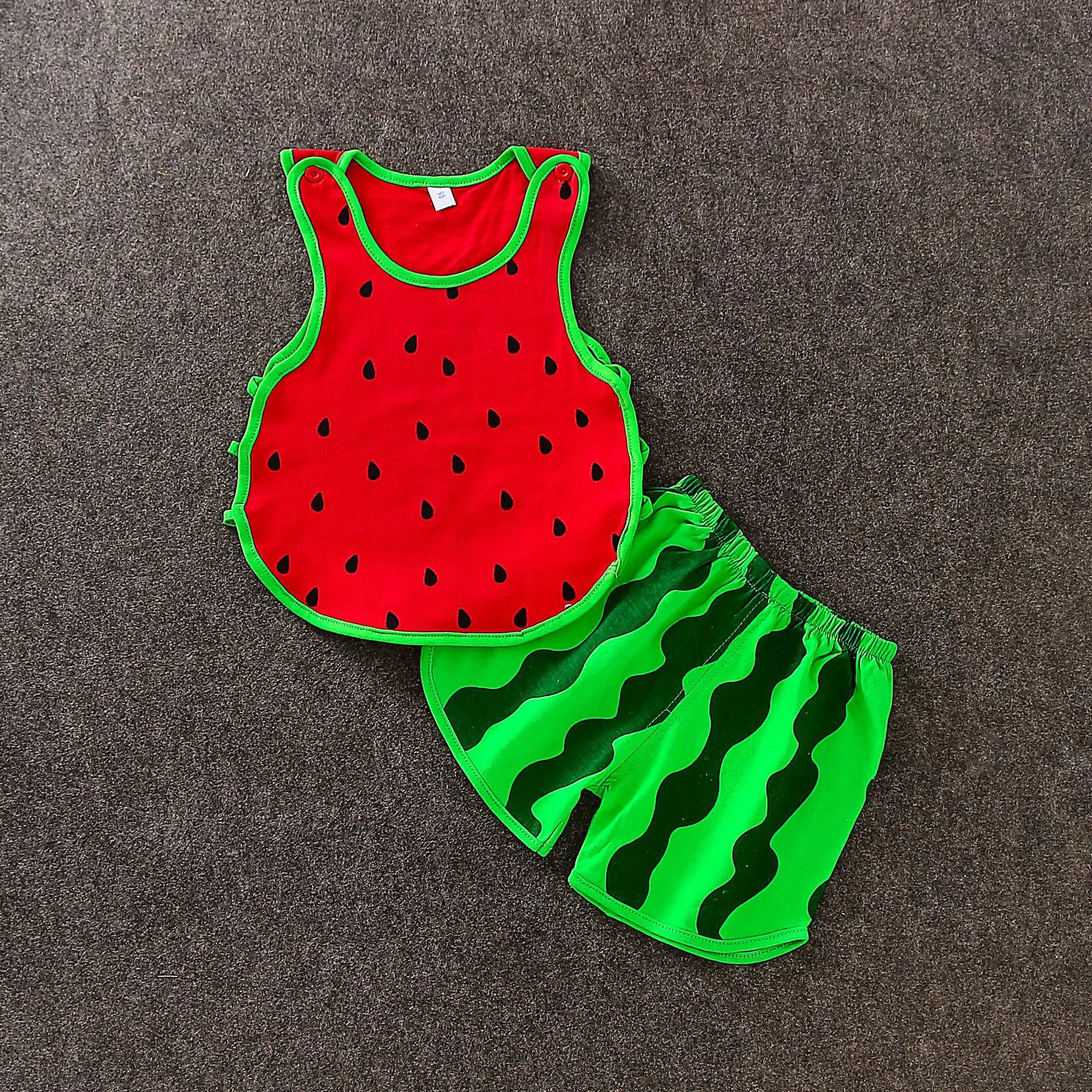 

One Delivery Children's Pipa Set Baby Summer Clothes 0-3 Year Old Baby Setthin Watermelon Set