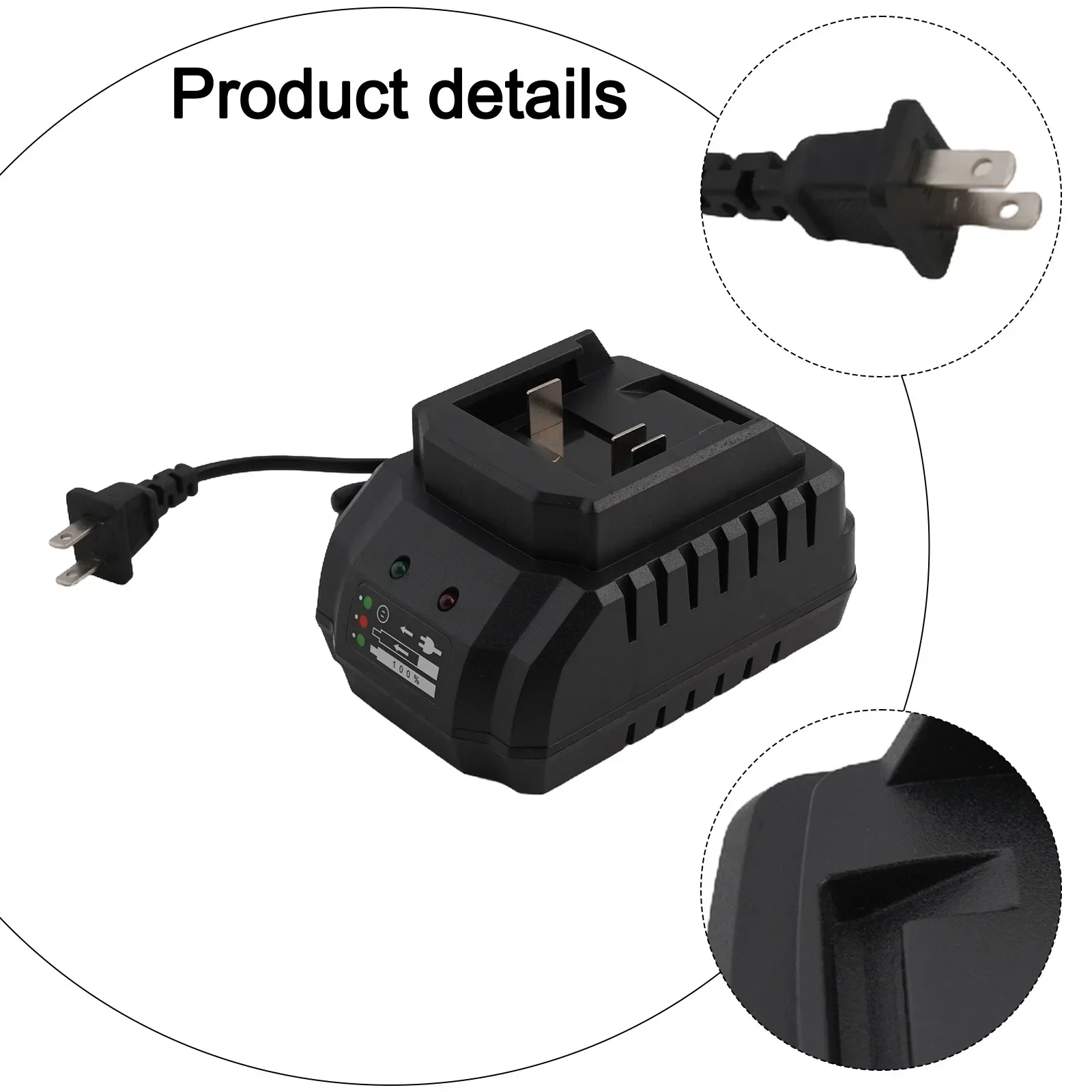 Compact Battery Charger Fast Charging ABS Material Safety Features Compatible with 18V 21V Li ion BL1415 BL1420