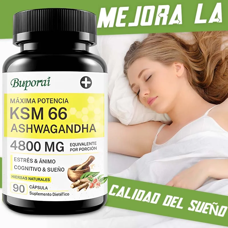 

KSM-66 Капсулы с экстрактом корня Ashwagandha 4800 мг для естественного настроения, стресса, фокуса, мозга, энергии, поддержки здоровья сна