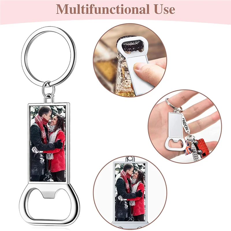 YWDZ-10Pcs Sublimation Keychain Blanks - Sublimation Keychain Case Or Metal Sublimation Bottle Opener For Heat Transfer,Set