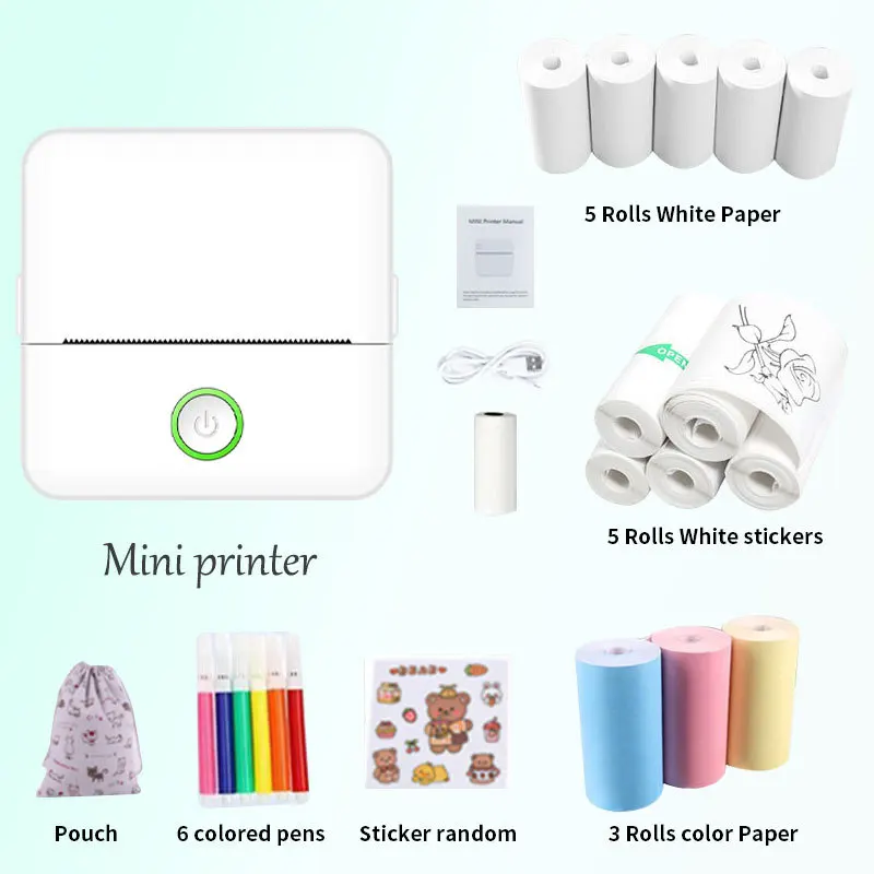 

Portable Mini Printer Monochrome Thermal Pocket Printer Intelligent APP 200 DPI Monochrome Gift & Toys