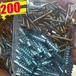 200/10sets Metal Serrated Expansion Tube Self Tapping Screws Pipe Drilling Plug for Concrete Wall Anchors Fasteners Bolt Kits