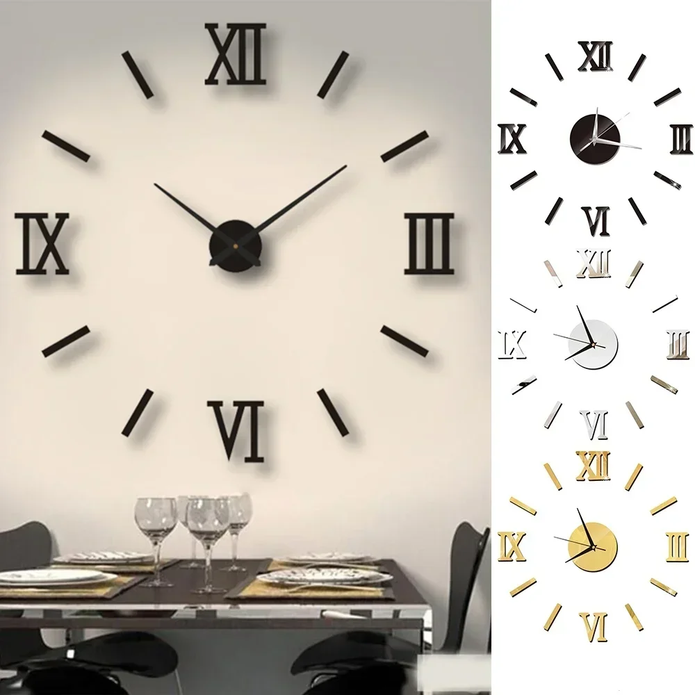 Large Three-dimensional 130cm Amazon Living Room Bedroom Clock DIY Silent Art Creativity No Punching Decoration Wall Pasting