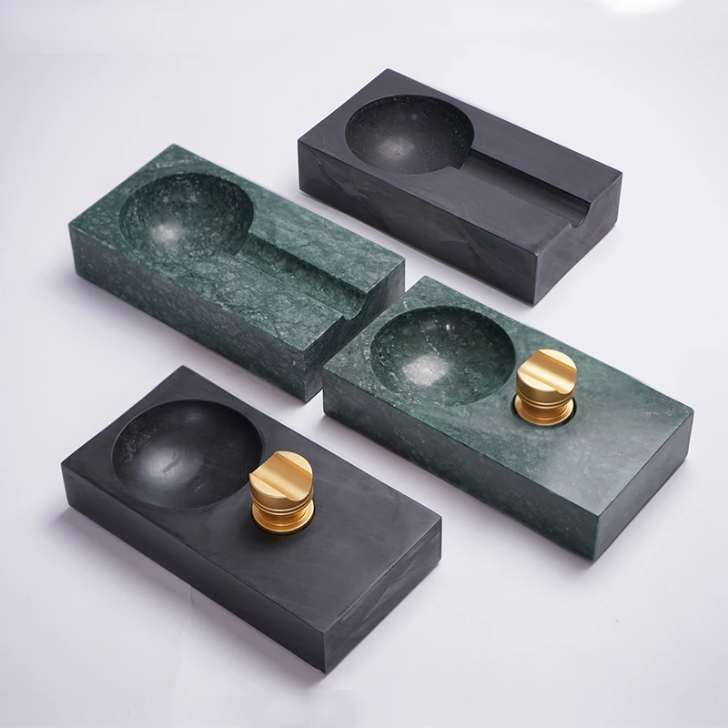 Modern minimalist natural marble square ashtray creative home office tabletop cigar ashtray decorative ornaments